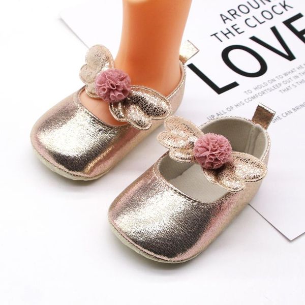 

comfortable solid color toddler kid shoes flash prewalker baby girls bow princess single shoes casual applique first walk