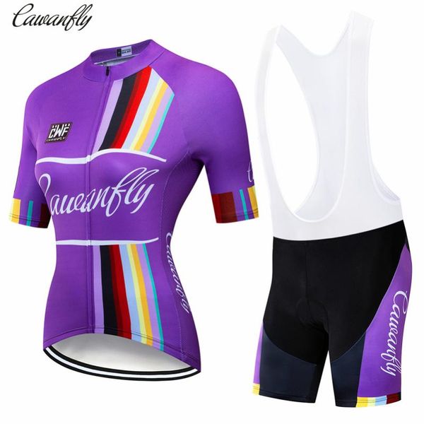 Ciclismo Jersey Sets Ironant Casal Mulheres De Manga Curta Verão Roupas Bicicleta Roupas 2021 Pro Team Roxo