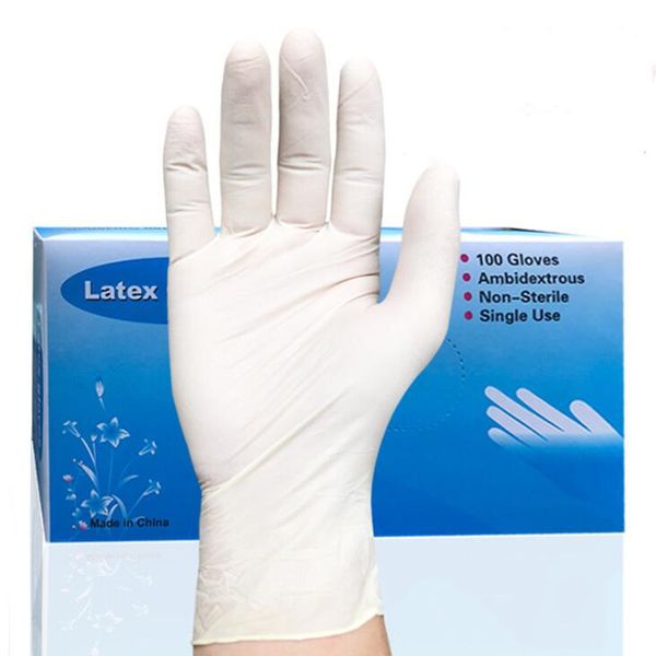 

50 pairs disposable latex gloves white transparent exam powder anti-contact protective rubber gloves for food laboratory ing