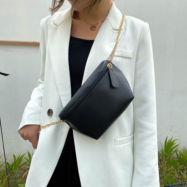 

2020 spring new korean fashion solid color simple chain bag wild chest bag shoulder messenger female wholesale