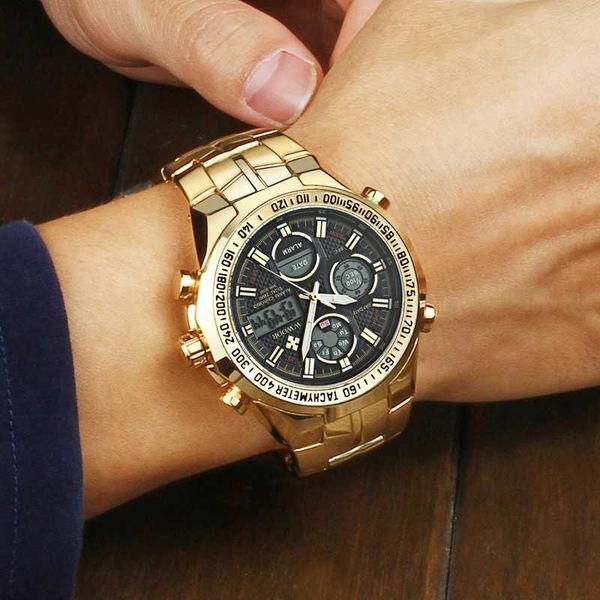 

relogio masculino wwoor watch men 2020led big diver men's gold wrist watches waterproof golden watch for men, Slivery;brown