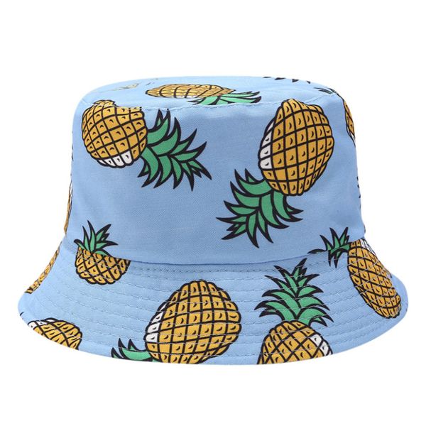 

2019 men and women beach hat pineapple printing double-sided wearing sunshade beach hat summer travel folding 40j5, Black;white