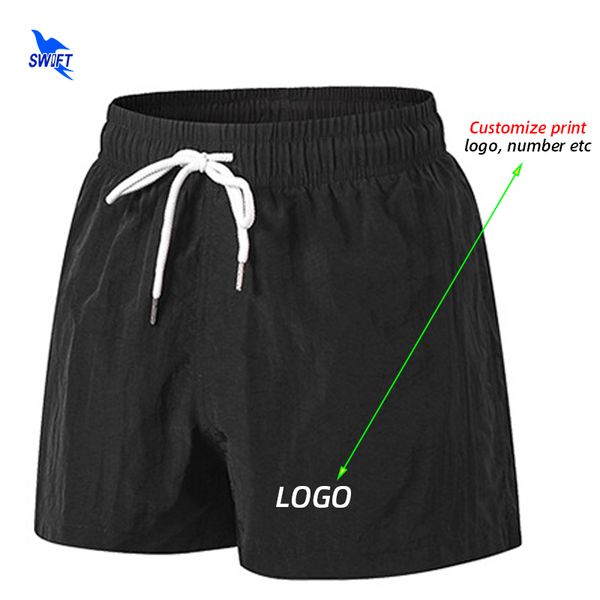 

2020 summer quick drying sportswear shorts gym fitness running short pants beachwear trunks boardshorts customize print, Black;blue