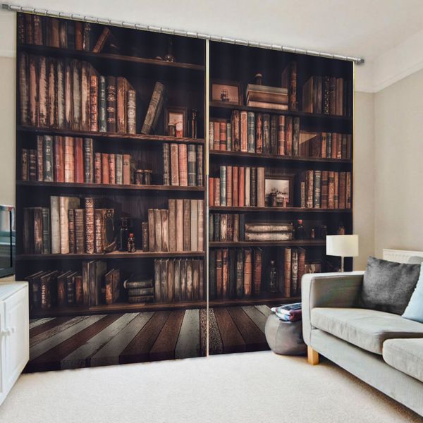 

brown bookself blackout curtains p printing blackout 3d curtains for living room bedding room l