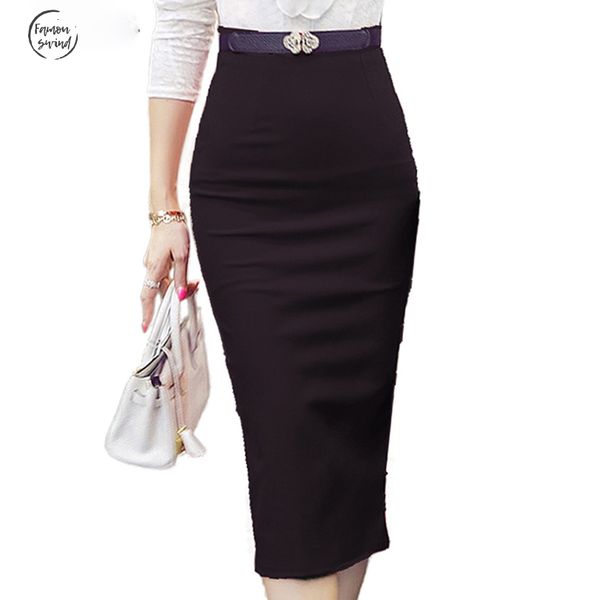 

high waist pencil skirt plus size tight bodycon midi red black slit skirts womens skirt fashion jupe femme s 5xl