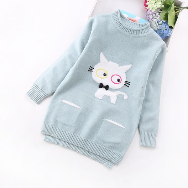 

2017 new girls sweaters 6-14years children sweaters girls sweater 8215, Blue