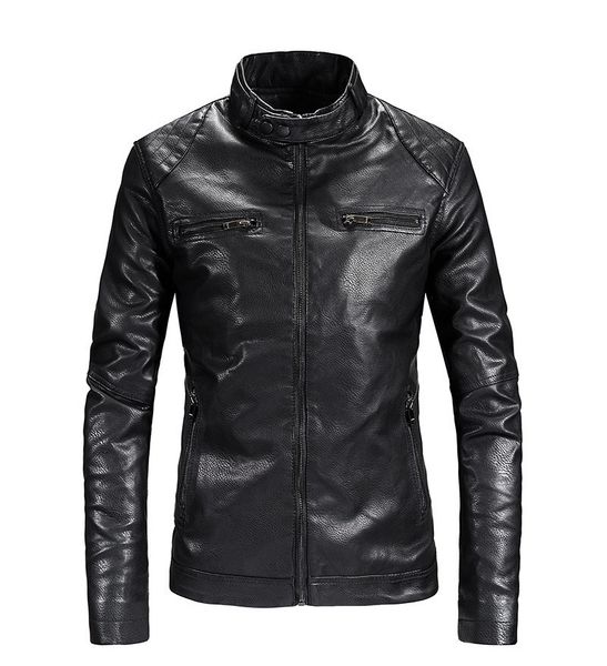 

2019 autumn & winter new style leather coat men's outerwear korean-style slim fit men's thin leather jacket-style motorcycle, Black