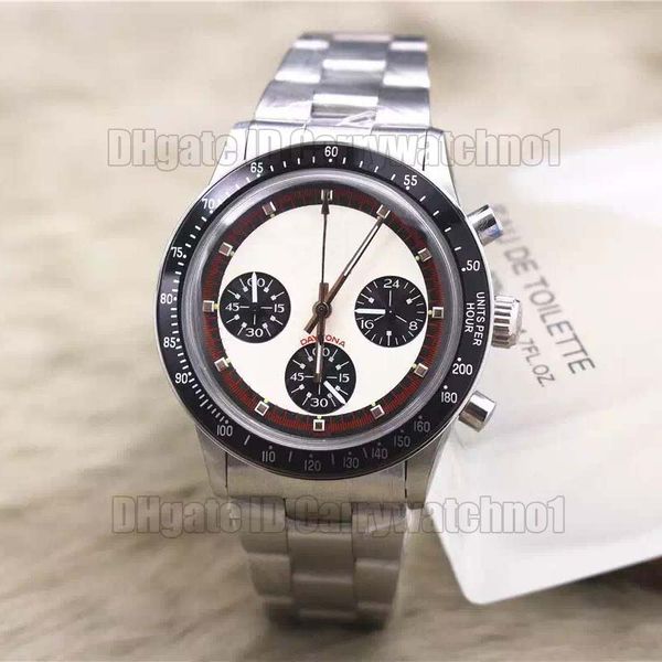 

luxury men's chronograph vintage perpetual paul newman japanese quartz stainless steel meless steel fashion brand men's watch, Slivery;brown
