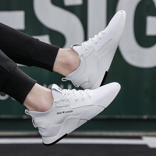 

goodrsson summer men shoes sneaker for man breathable outdoor lace-up solid sneakers comfortable flat casual fashion schuhe, Black