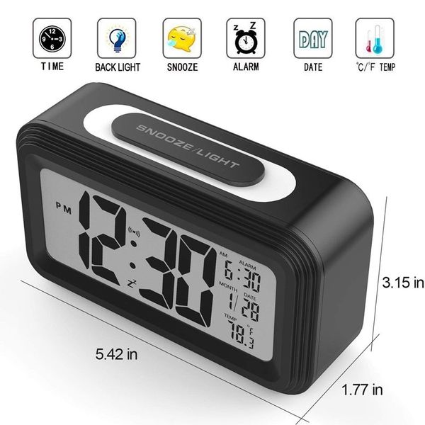 

upgrade version] battery operated alarm clock,electronic large lcd display digital alarm clocks with snooze,backlight,night lig