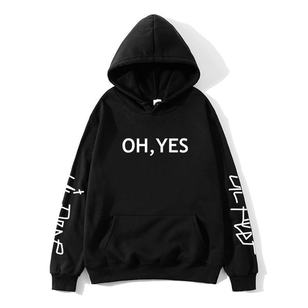 

oh yes letter print casual hoodies sweatshirt women 2020 new winter fleece hooded pullover thick loose women hoodies outwear, Black