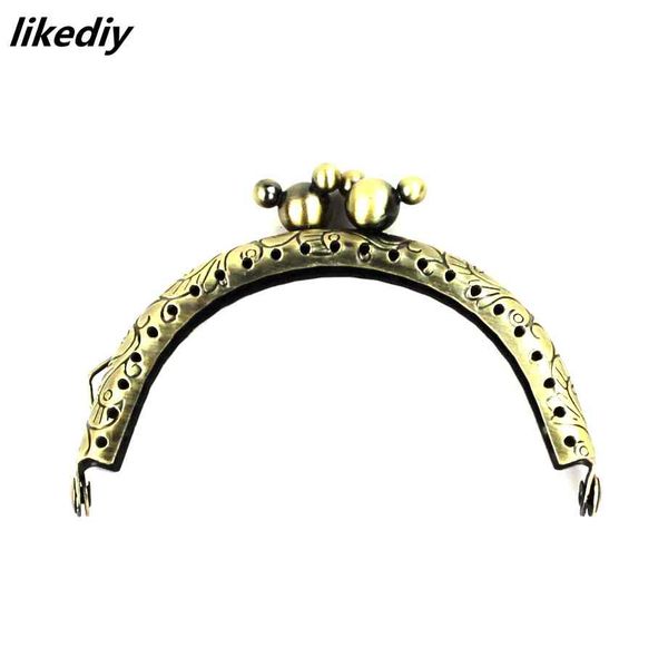 

10 pcs/lot 8.5 cm antique brass metal purse frame three-dimensional bear head kiss clasp handle for bag craft bag making sew, Black