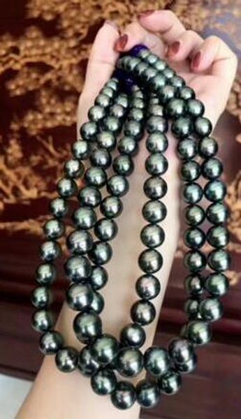 

>>>> noble jewelry 10-11mm green black 14k gold pearl necklace, Silver