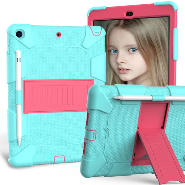 

shockproof armor robot full body pc silicone protective case for ipad 7 10.2 pro 9.7 2018 air2 6 mini 4 5 samsung tab a t387 t290 t510 t515