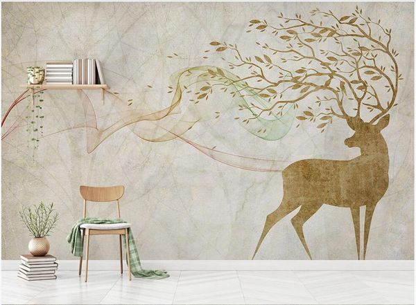 

wdbh 3d wallpaper custom p nordic simple atmospheric elk line art pattern tv background wall home decor decoration painting