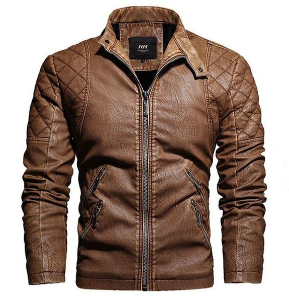 

panelled mens designer leather coats fashion mulit zipper pockets stand collar mens leather outerwears casual males clothing, Black