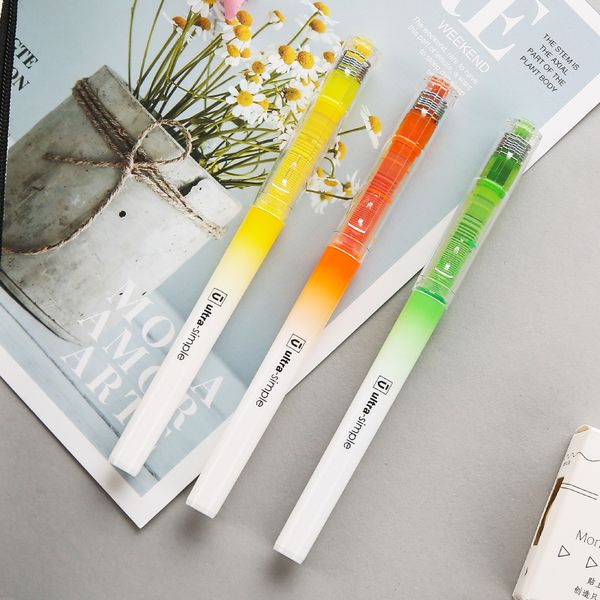 

andstal 6 colors fluorescent highlighter pen set m&g fluo highlighters school supplies text markers stationery highlight marker, Black;red