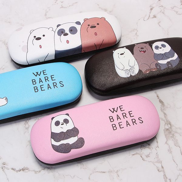 

new arrival cute cartoon eyeglasses box for myopia boys and girls panda black bear polar bear fashion portable glasses case, Silver