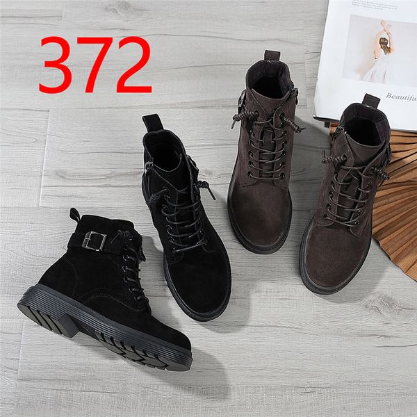 

rock shoes woman lace up boots leather booties boots-women flat heel round toe luxury designer mid calf ladies 2019 autumn, Black