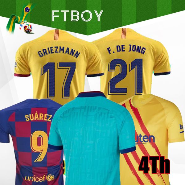 

fc barcelona soccer jersey 19 20 camisetas de futbol ansu fati 2019 2020 messi griezmann de jong maillots de football shirt men kids kit, Black;yellow