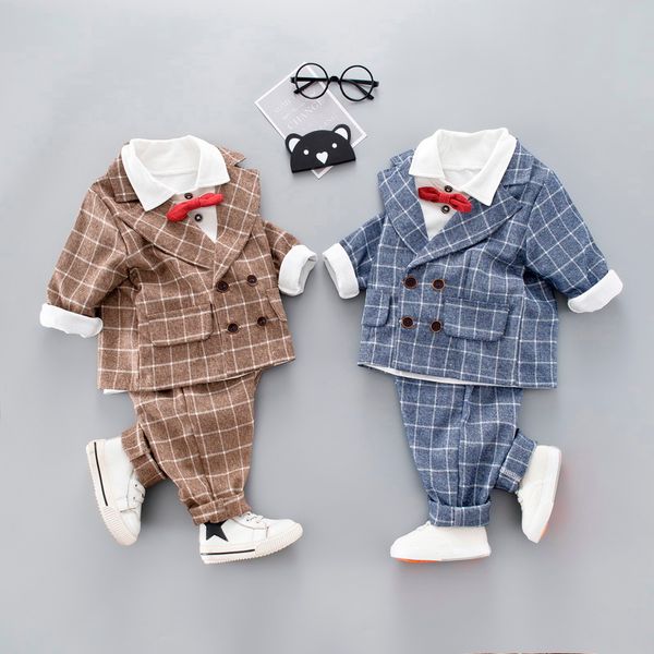 

spring autumn boys clothing sets new boys fashion gentleman formal party suit children kids coat+shirt+pants 3pcs suits 2019, White