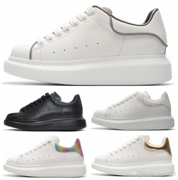

2019 designer shoes leather sneakers luxury mens women fashion 3m reflective triple white leather platform shoes flat trainers casual shoes, Black