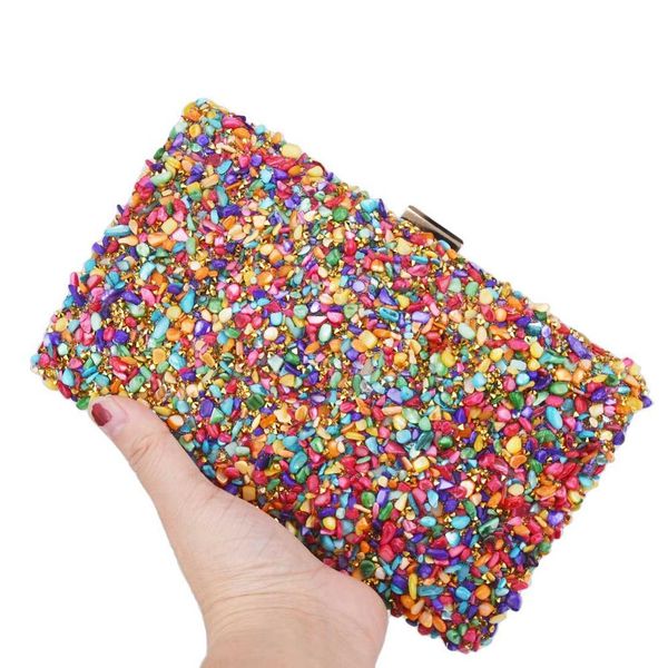 

2020 multicolor stones clutch bags women party purse evening bags for women luxury bridal handbags dropshipping y200623