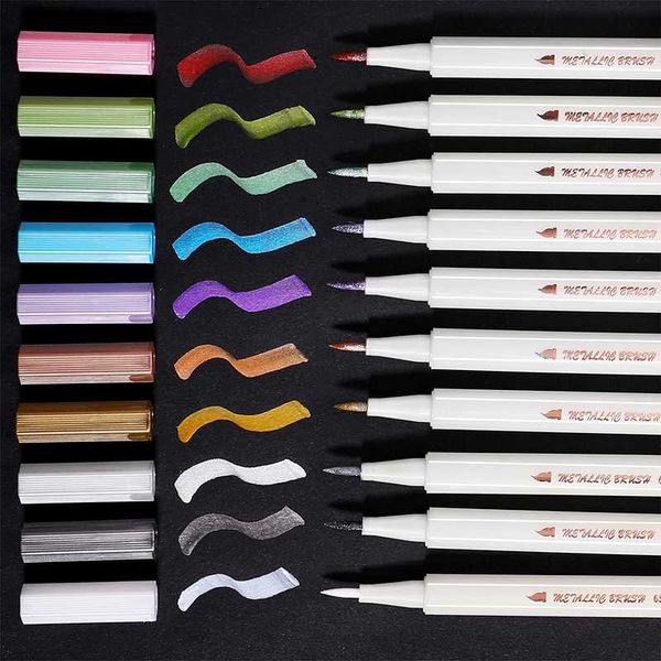 

10 colors sta metallic marker pen soft brush pen art marker set for drawing diy p scrapbooking crafts card making