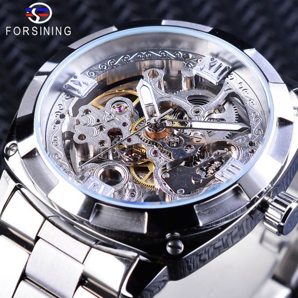 

fashion men luxury automatic winding mechanical watches stainless steel waterproof watch business men's watch b30, Slivery;brown