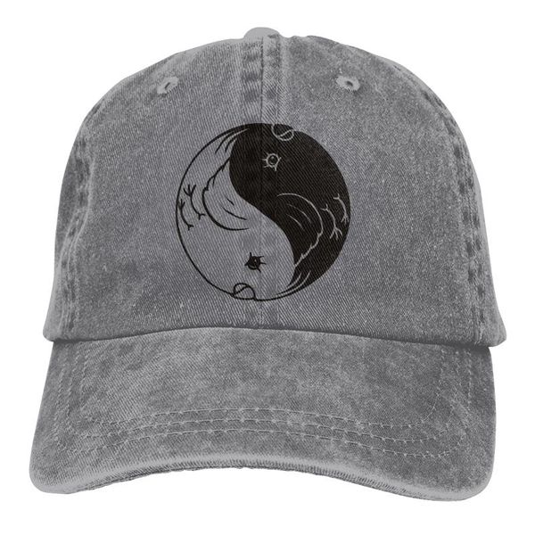 

yin yang birds washed cotton pure color light board men's baseball cap stitching dad hat