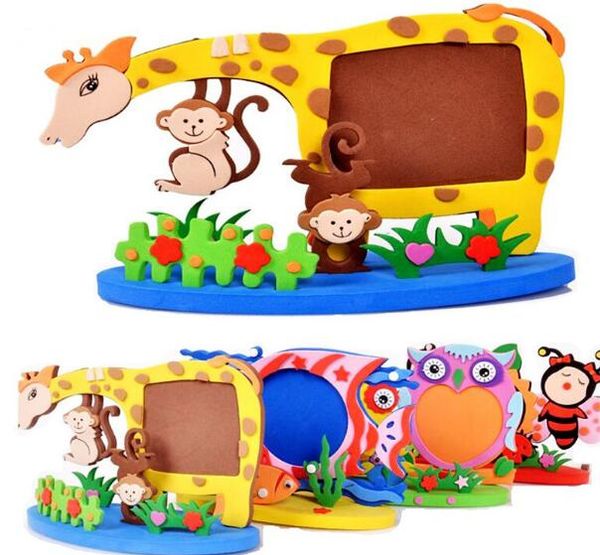 

kids diy eva p frame foam craft kits educational toys for children bee owl giraffe fish style