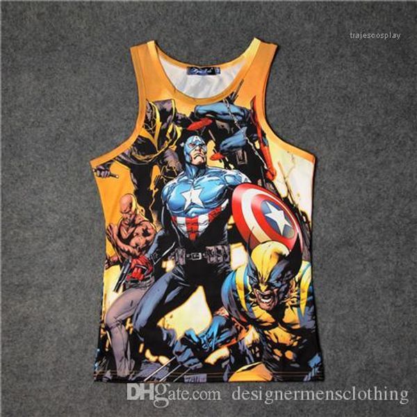 

стиль экипаж шеи без рукавов футболки causel одежда мстители мужчины лето быстро сухой 3d печать жилет моды, White;black