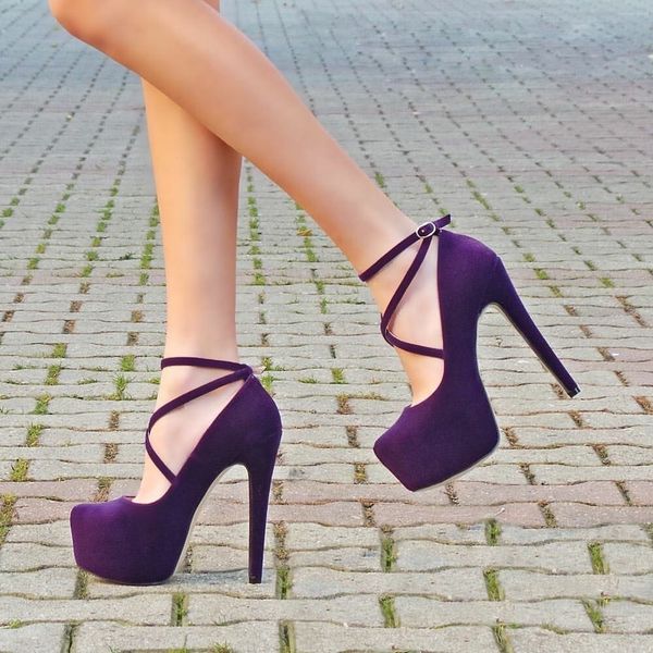 

mst-031 purple suede shoes women pumps wedding party shoes platform dress women high-heeled, Black