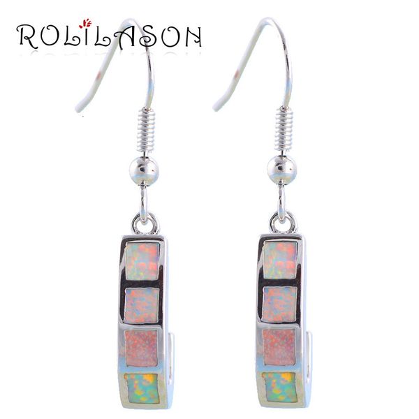 

special design vintage earrings white fire opal silver stamped fashion jewelry drop earrings for women oe409