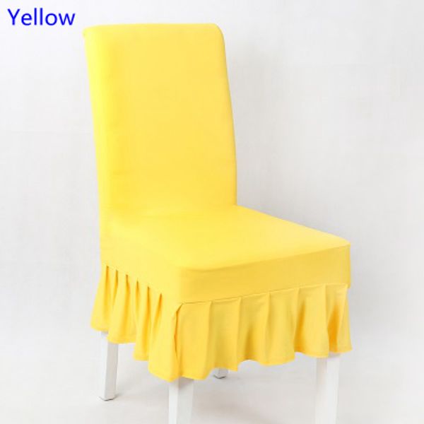 

yellow colour lycra chair cover with skirt all around the chair half style spandex cover wedding party home decoration