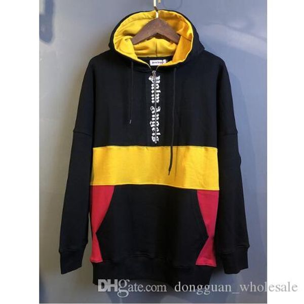

2019ss pa printed women men colour blocking half zipper hoodies sweatshirt hiphop streetwear men hoodie pullover, Black