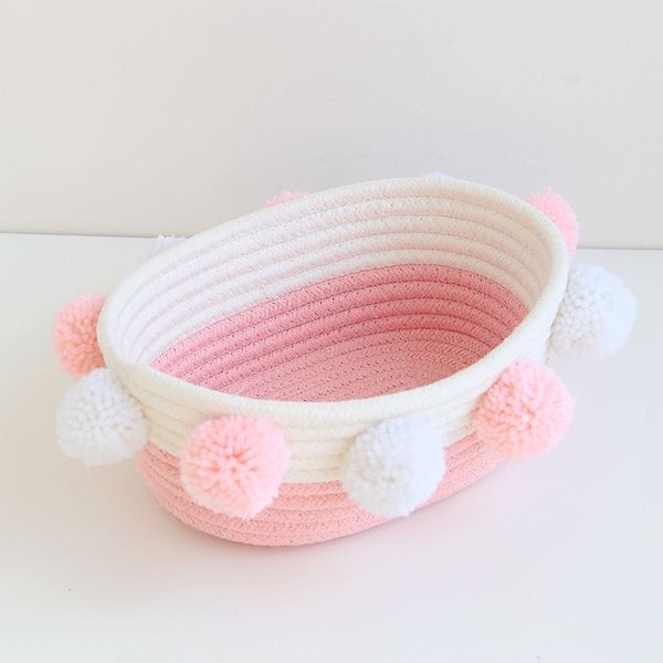 

woven storage basket cute pompoms decorative debris finishing box nordic cosmetics jewelry storage box frame
