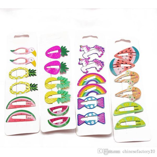 

kids cute hair clip cartoon fruits unicorn animal shape baby girls baking paint hairpin barrettes children hair accessaries headwear, Slivery;white