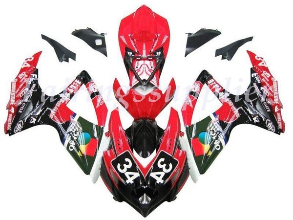 

новый (литье под давлением) abs обтекатель комплекты подходят для (suzuki gsxr 600-750) 2008 2009 2010 gsx-r600 r750 k8 обтекатели набор кра