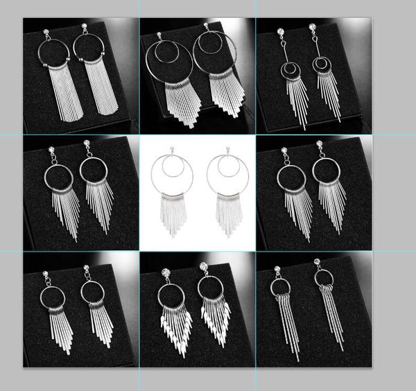 

charm multi layer geometric design women earrings fashion metal eight style multi pendant earrings jewelry sold, Silver