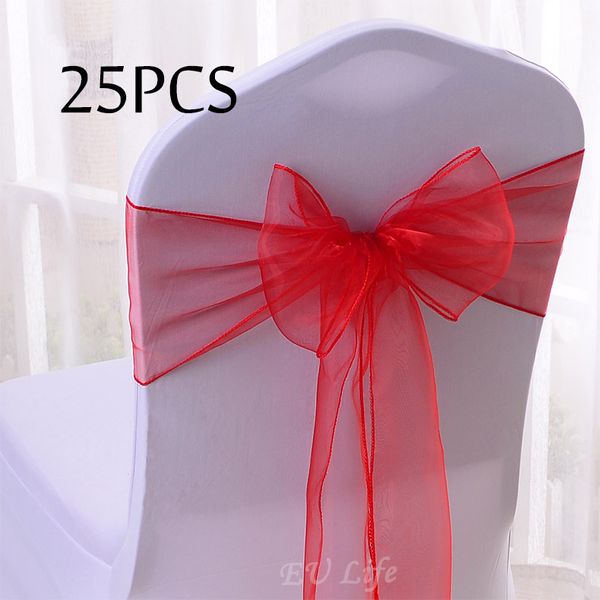 

25pc/pack 20 colors sheer organza chair bows 18x275cm wedding party event ceremony chair decoration sashes