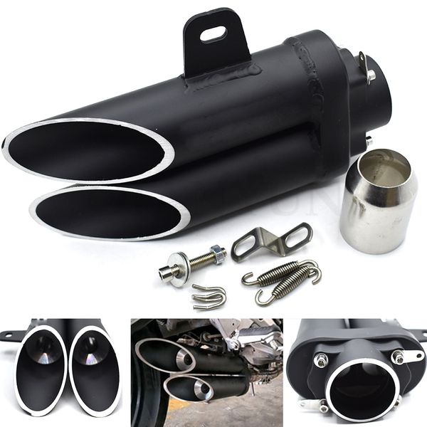 

universal 38-51mm motorcycle double tube muffler for daytona 675 speed triple 675 street triple r rx