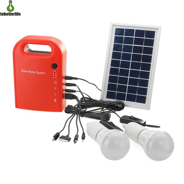 Солнечная светодиодная система освещения Solar Power Home System зарядное устройство аварийное освещение с 4 в 1 USB кабель 2 светодиодная лампа