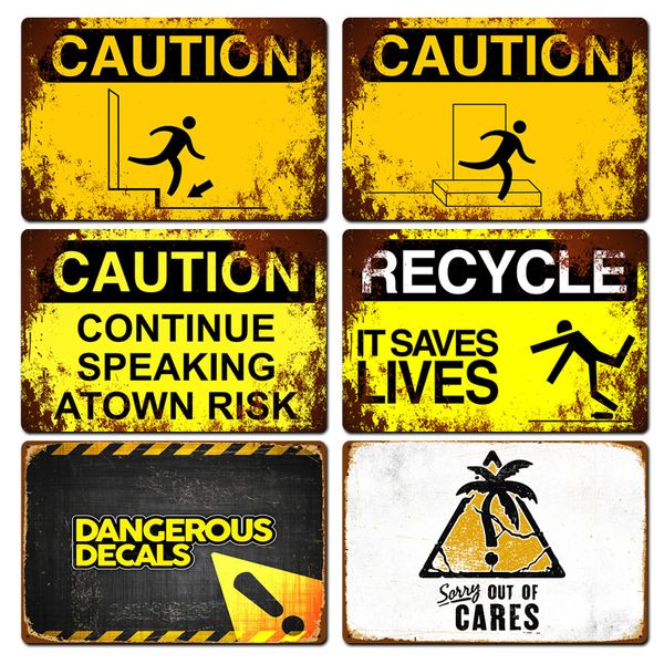 

attention caution no running public warning beware of animal metal tin sign sign wall bar cafe restaurant home art painting iron signs