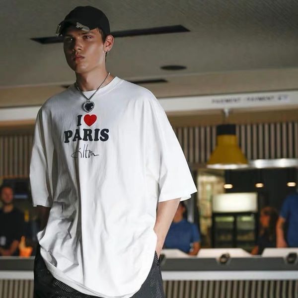 

short vetements solid paris handwritten signature love printed street hip sleeves 20ss casual tee t-shirt tee hop breathable summer wnci, Black