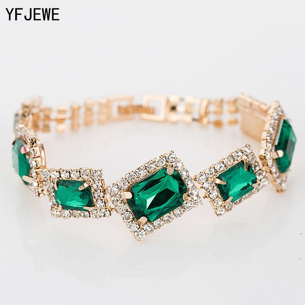 

yfjewe new fashion women charm bracelets & bangles sell wholesale crystal jewelry for dress wedding christmas gifts b008, Black