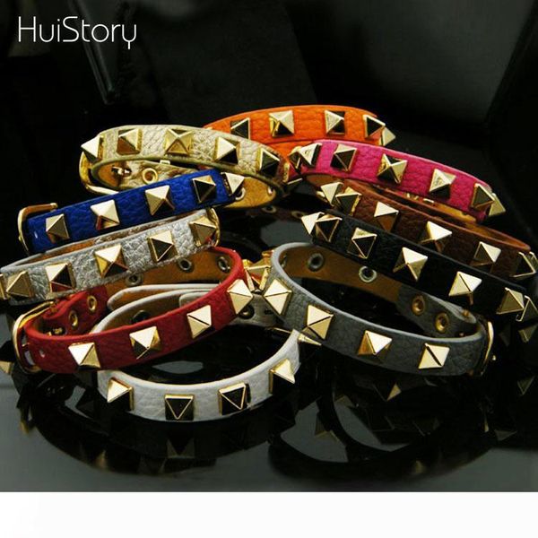 

huistory мода готический панк стиль заклепки браслеты одна петля ручной работы искусственная кожа браслеты для женщин и мужчин шарм браслет, Golden;silver
