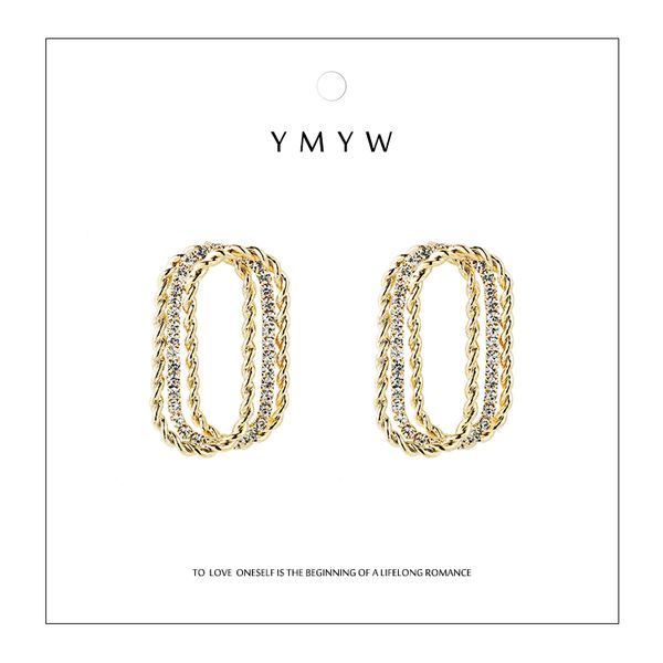 

ymyw fashion hyperbole crystal rhinestone earrings geometric hollow chic stud earrings for women girls party gift orecchini new, Golden;silver