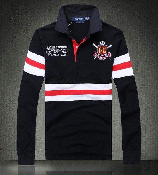 

original design spring autumn classic long sleeve polo shirt lapel cotton men's long sleeve t-shirt men's embroidery contrast colo, White;black