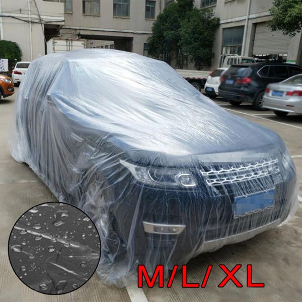

1pc universal car indoor outdoor full cover clear plastic seamless waterproof dustproof disposable car-styling car cover